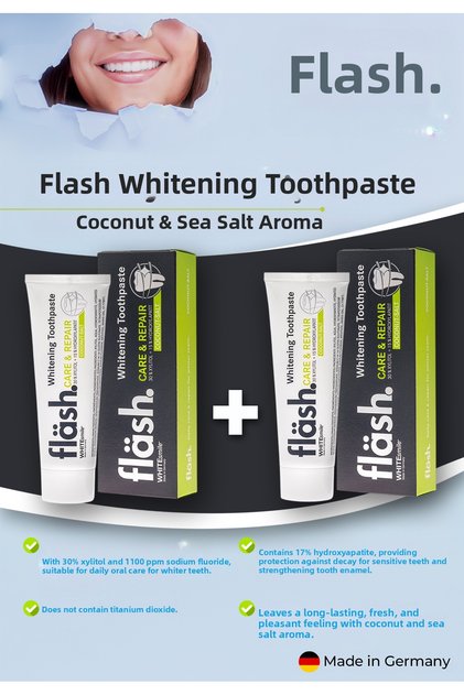 Flash Whitening Toothpaste-care And Repair Coconut And Salt Flavored 75ml 2 Pieces