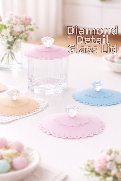 Diamond Handle Silicone Cup Cover Is Protective and Airtight