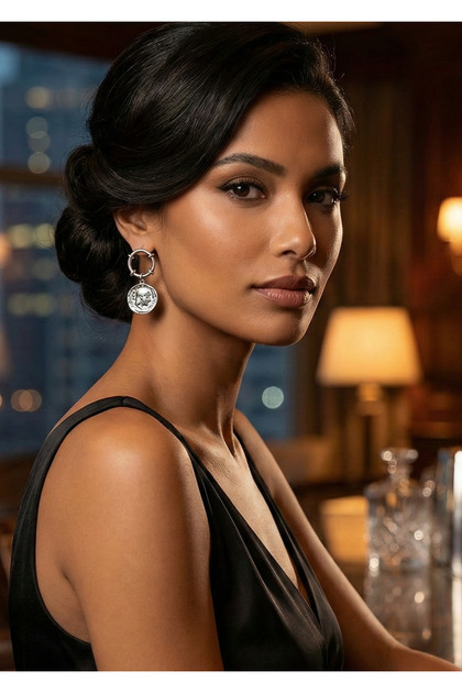Lira Detailed Silver Colored Earrings Rdpk5038