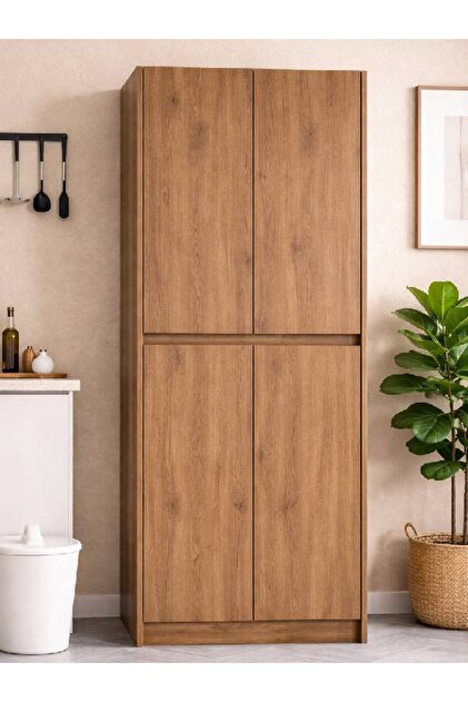 Santira Patentli Kulpsuz 4 Kapaklı,Çok Amaçlı Dolap,Mutfak Dolabı,Elbise Dolabı,Kiler Dolabı Meşe