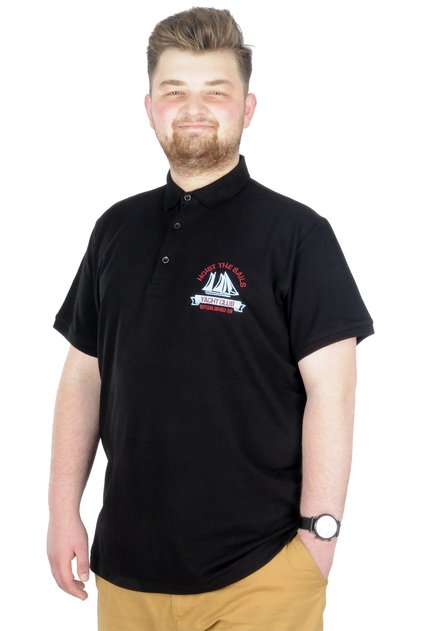 Mode XL Large Size T-Shirt Polo Yatch Club 22344 Black