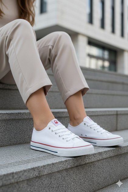 Women's Sports White Linen Senaker Casual Sneakers