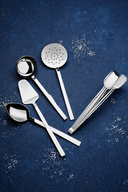 5 Parça Servis Seti Kepçe Kevgir Maşa Kaşık Spatula Servis Takımı Çelik