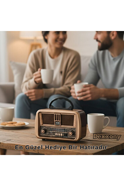 Dexxony Dx-68 Nostaljik Ahşap Radyo Bluetooth Hoparlör - Şarjlı ve