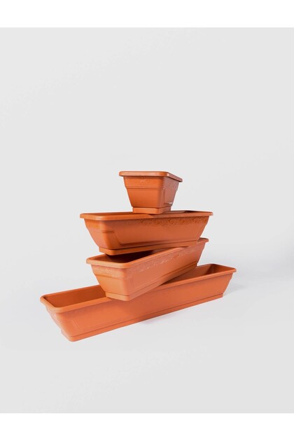 Jardiniera lalea cu tavita, STERK, 100 X 16 X 19 cm, Plastic Maro