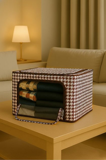 3 Pieces Multi-Purpose Organizer with Window, Steel Reinforced Zippered Clothing and Blanket Organizer