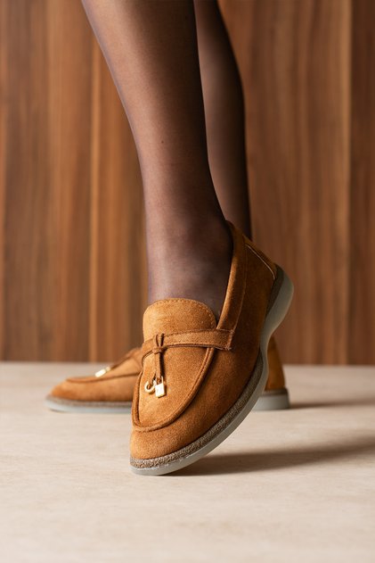 Masculine Lines, Feminine Touch: Women's Loafer with Gold Charm Detail