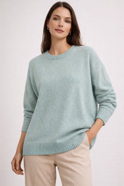 Women's Vita-260 MaviÅŸ Crew Neck Basic Knitwear Sweater Mint