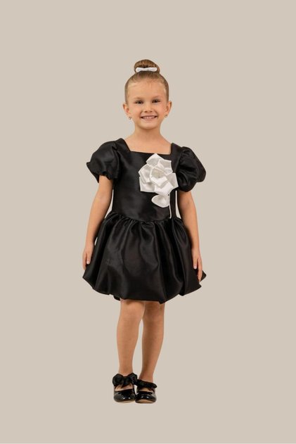 Girl's Satin Fluffy Wedding Birthday Special Day Princess Evening Dress