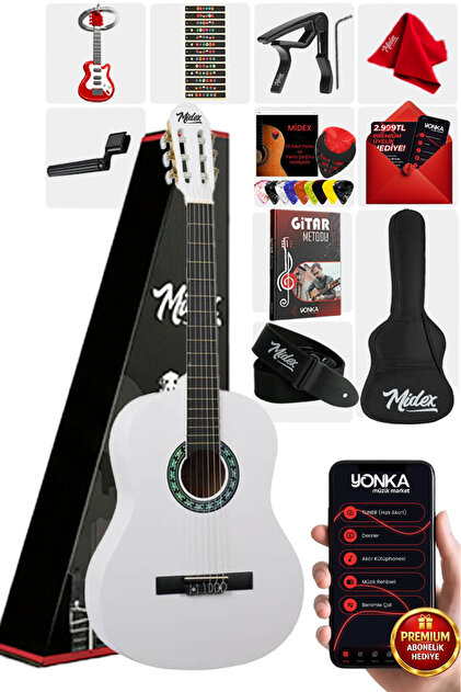Midex Cg-270wh Beyaz Renk Klasik Gitar 4/4 Yetişkin Boy Sap Ayarlı