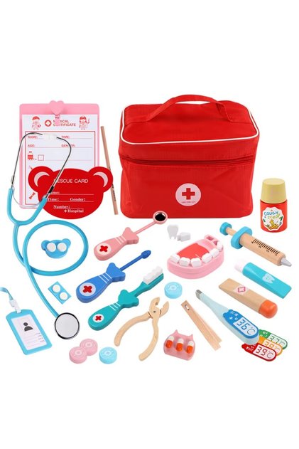 Ahşap Eğitici Doktor Seti, Çocuk Doktor Seti, Doktor Ekipmanları (27 Parça)