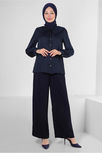 PILISE DETAIL BUTTONED BLUZ 43897