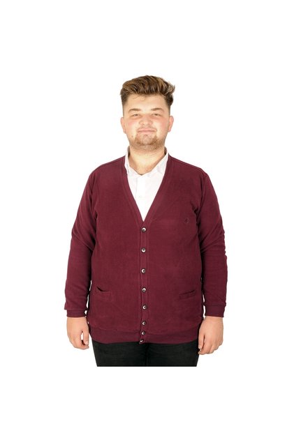 Mode XL Large Size Men's Cardigan Thessaloniki Buttoned 20548 Plum