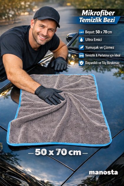 50x70 cm Lavetă albastră din microfibră pentru spălarea și uscarea mașinilor — Nu lasă urme - Lavetă pentru curățarea mașinii