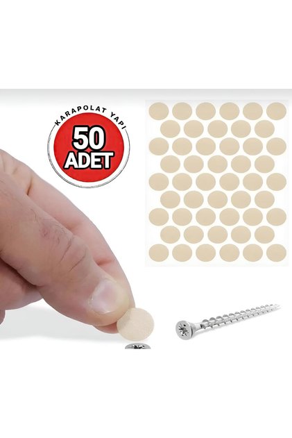 Yapışkanlı Vida Tapası Krem 1 Yaprak 50 Adet
