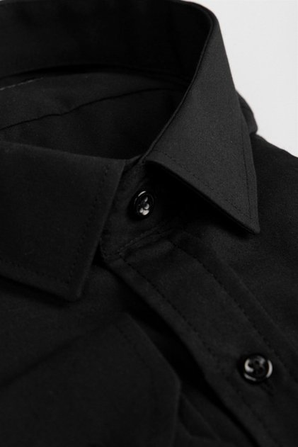 Large Size Long Sleeve Easy-Iron Plain Men's Black Shirt