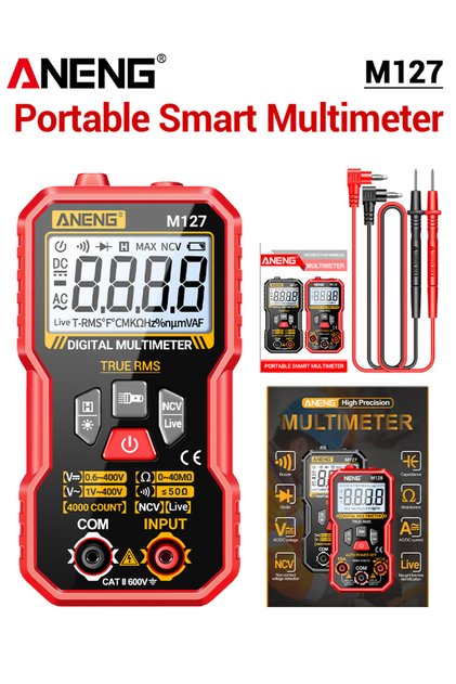 ANENG M127 Red MINI Multimeter Tester AC/DC Voltage Resistance NCV Sensing Ohmmeter Zero-fire Detect