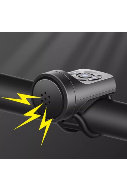 black 120DB Electric Bike Horn, 4 Sound Modes & Vibration Alarm, Rechargeable Waterproof for Mountai