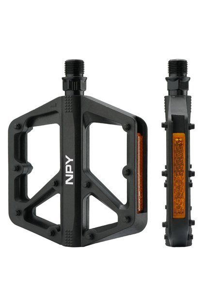 NPYJT-black NPY NEW Double DU Bearing Bike Pedals with Reflector for Mountain Road Cycling Flat Bicy
