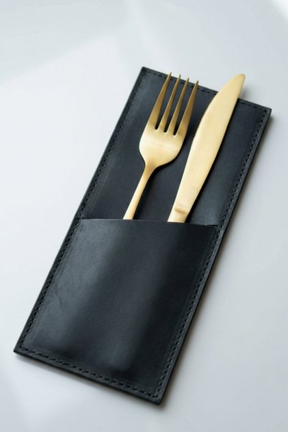 Modern Real Leather Spoon Holder Genuine Leather Italian Stitching