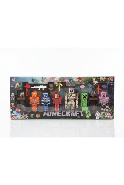 Golemli Minecraft 8 Karakter 8 Aksesuar 16 Parça Çocuk Figür Oyun Seti