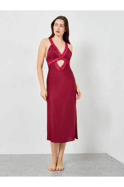 Women V Neck Lace Edge Slip Dress