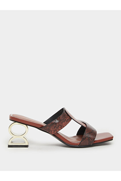 Women Snake Skin Print Mid-Heel Sandals