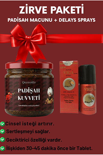 Erkeklere Özel 2’li V.ıga 84000 Gecsiktircilili Spreys 45mL + 240 g Bitkisel Macun Hediye Paket
