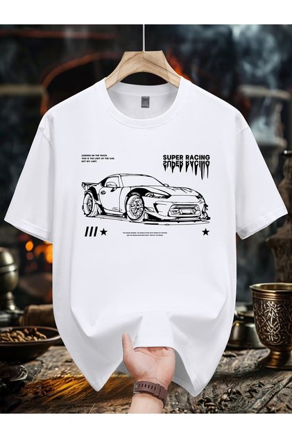 Unisex Super Racing Car Printed Oversize T-Shirt – 100% Cotton Streetwear