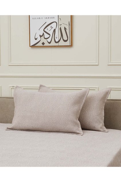 طقم غطاء وسادة جاكار بيج مكون من قطعتين