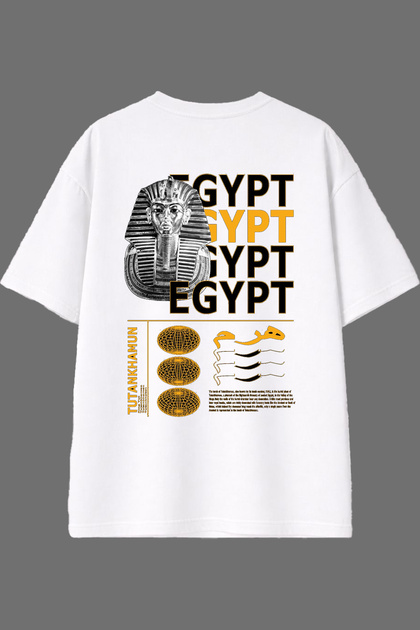 Egypt Egypt Design Back Printed White Oversize t Shirt