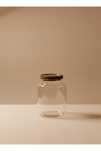 Acacia Lid Glass Storage Jar 15X20 cm Organizer Organizer