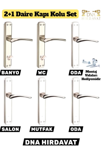 2+1 Saten Daire Kapı Kolu Set