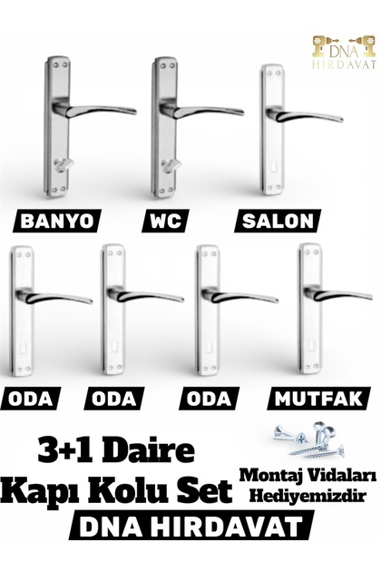 3+1 Saten Daire Kapı Kolu Set