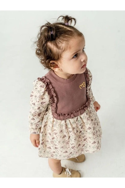 Baby Girl Sweater-Looking Floral Patterned Dress