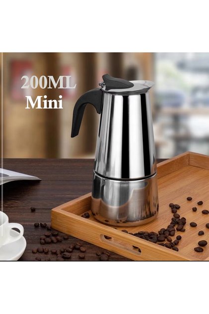 وعاء موكا صغير 200ملي صانعة قهوة الاسبريسو الايطالية استيل مقاوم للصدا. صمام امان عالي