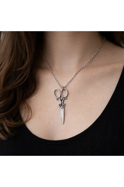 Tailor Scissors Figured Unisex Necklace – Fashion Designer and Hairdresser Themed Metal Accessory