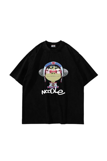 تي شيرت أسود كبير الحجم مطبوع عليه Gorillaz Noodle للجنسين
