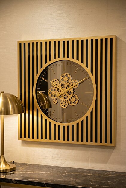 Dekoratif Çarklı Duvar Saati - 64 cm