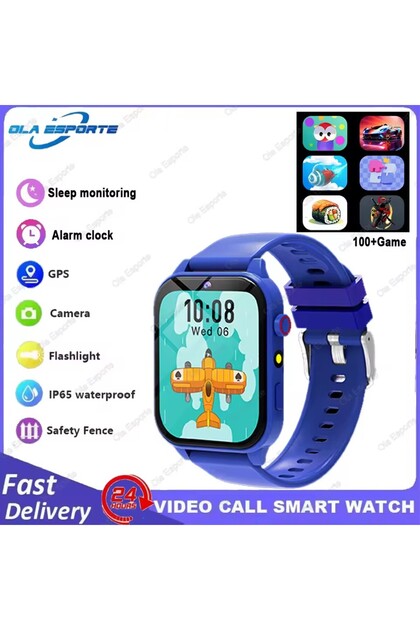 Blue 100+ Game SmartWatch Kid Child HD Screen Lighting Music Smart Watch Boy Girl Gift Children Smar