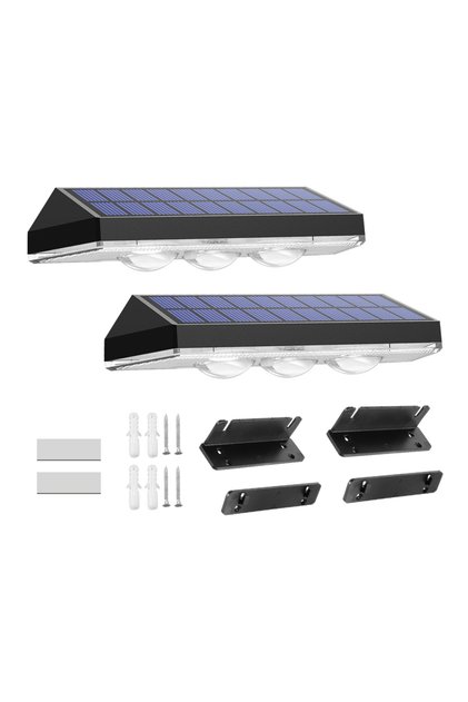 2 pack 2 Pack Colorful Solar Wall Lights 3 LED Solar Fence Lights Outdoor Waterproof Solar Deck Ligh