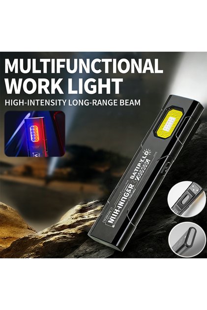 مصباح سلسلة مفاتيح LED صغير محمول، قابل لإعادة الشحن عبر منفذ USB، بقوة 600 لومن، يُستخدم كحلقة مفاتيح.
