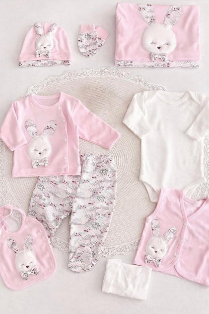 100% Cotton Newborn Baby Girl Hospital Discharge Bodysuit Set 10 Pieces Boxed 0-3 Months