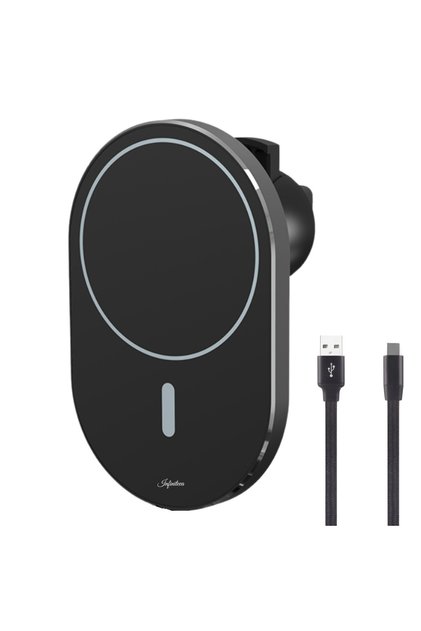 Suport auto Infinityea™ pentru telefon, încărcare wireless, 15W, prindere magnetică, rezistent la frâne, negru