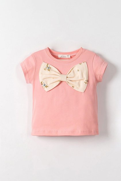 31606 Baby Girl T-Shirt with Bow on the Front, Pink