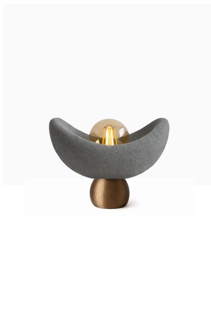 Luna Tasarım Masa Lambası Gri Bronz Detaylı Abajur Loş Amber Işık, E27 Ampul Hediyeli 20 x 37 cm
