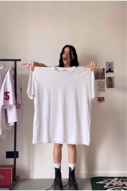 Beyaz Aşırı Oversize Unısex Tişört