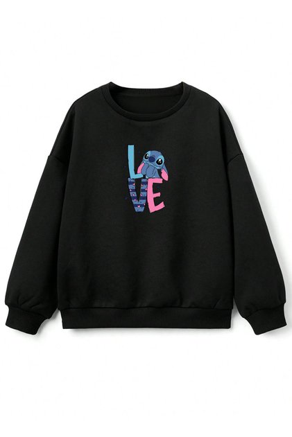 Love Stitch Printed Crew Neck 3 Thread Sweatshirt