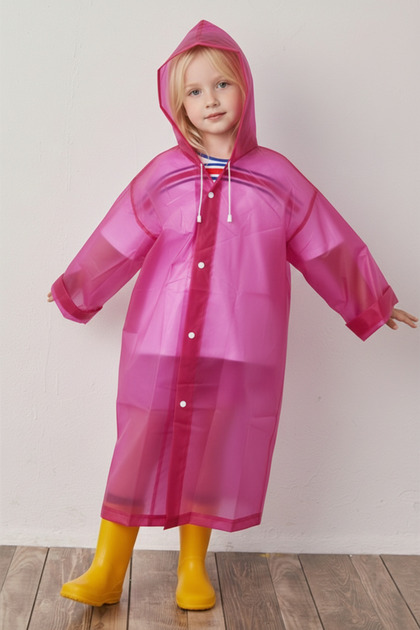 Children's Oversized Raincoat - Unisex Hooded Raincoat - Children's Raincoat with Snap Fasteners - Raincoat