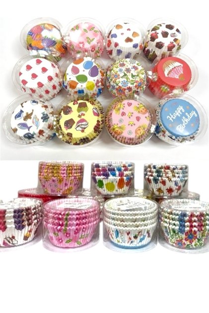 200 Pieces Muffin Cupcake Paper, Colorful Paper Muffin Cake Mold Patterned